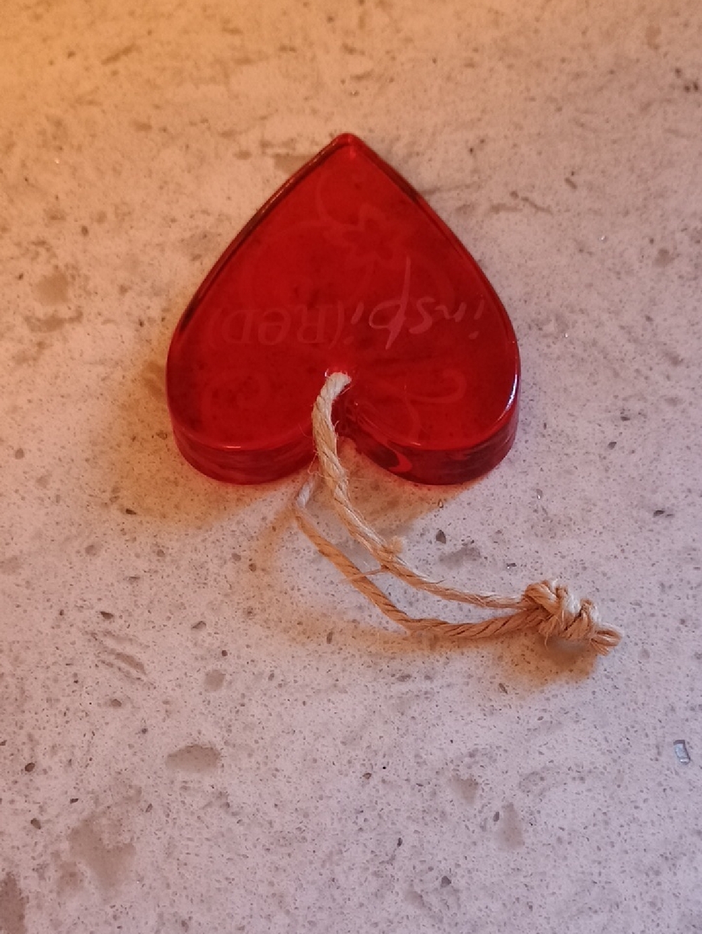 2007 Hallmark Inspi(Red) Red Heart Hanging Ornament with Rope - Picture 6 of 7